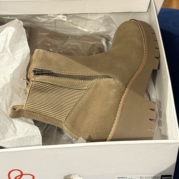 Blondo Damaris Ankle Boot Waterproof Suede Leather Boots Women’s Size 7.5 Taupe - Picture 11 of 12